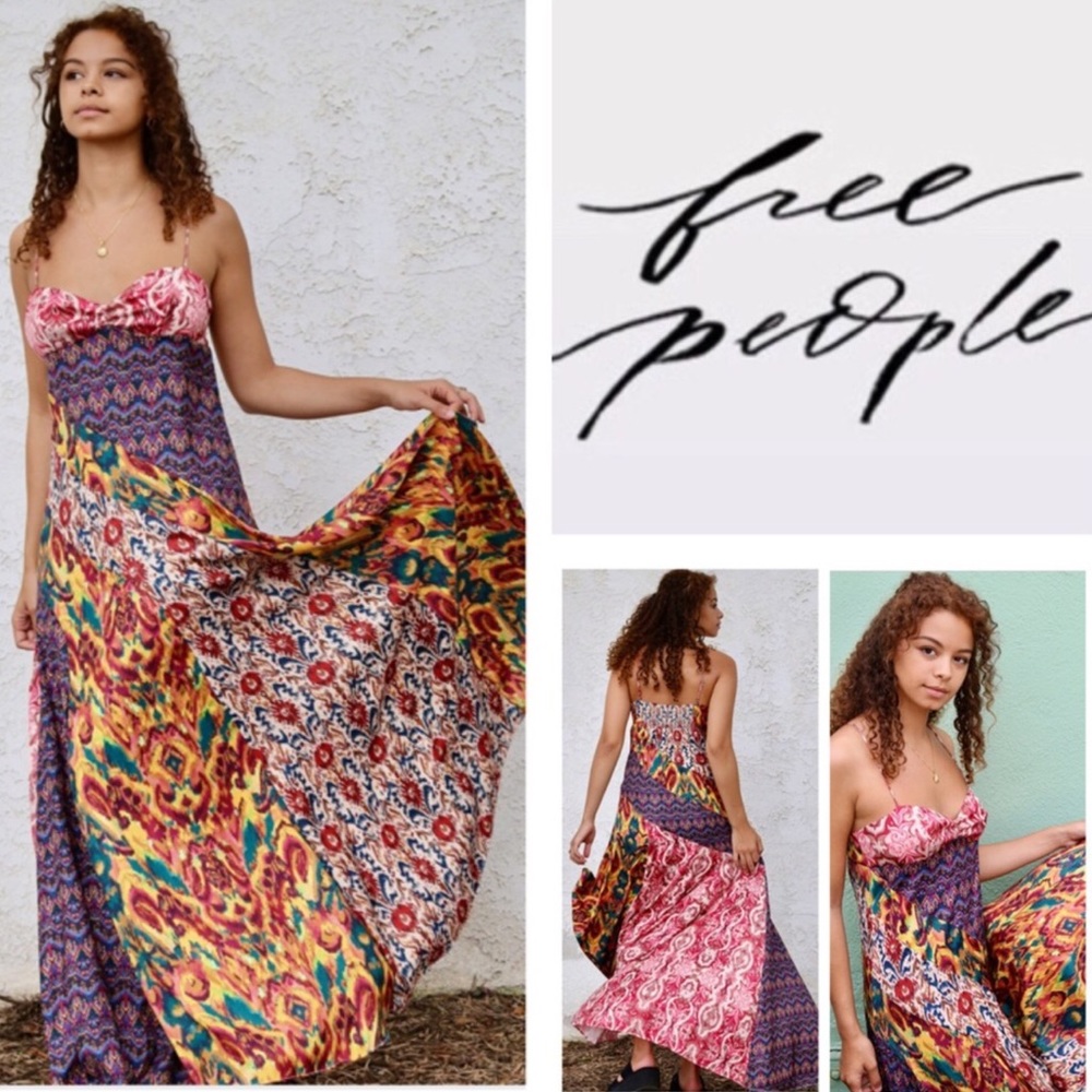 🆕Free People Holiday Hero Printed Maxi.  NWOT.